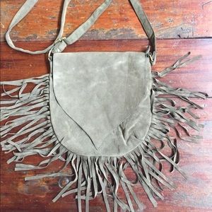 Army green suede crossbody purse